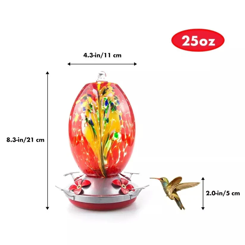 Hummingbird Feeder Hand Blown Glass - 25 Ounces - Image 11
