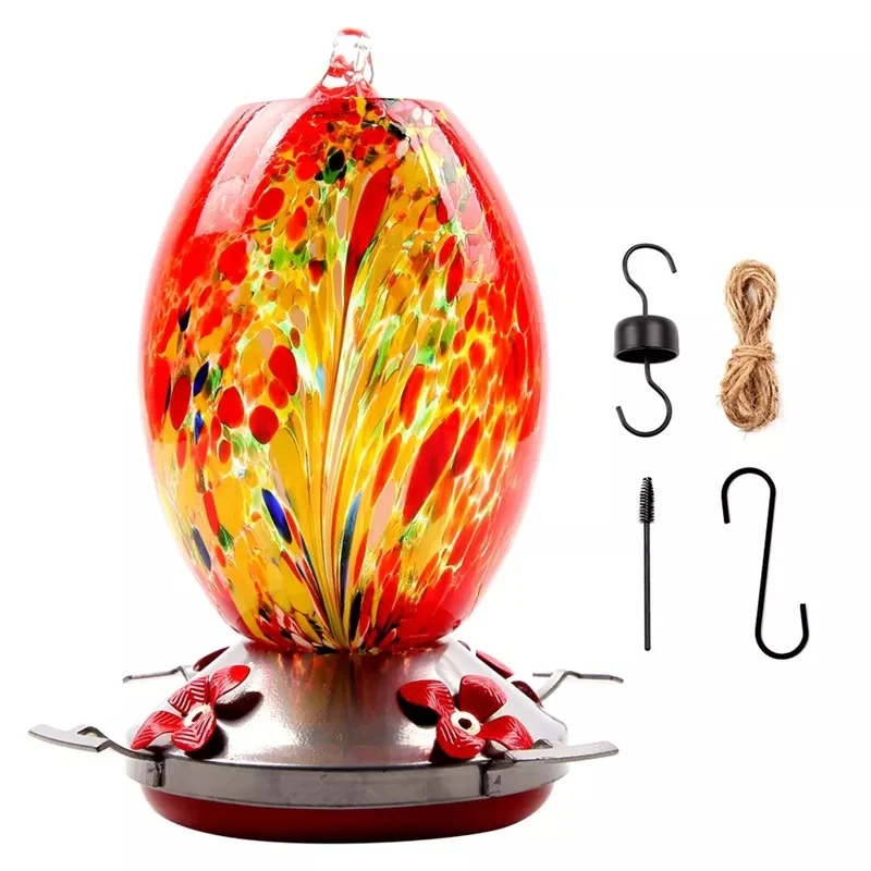 Hummingbird Feeder Hand Blown Glass - 25 Ounces - Image 4