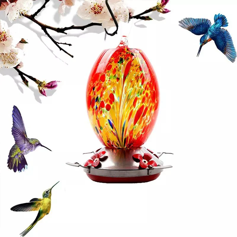 Hummingbird Feeder Hand Blown Glass - 25 Ounces - Image 9