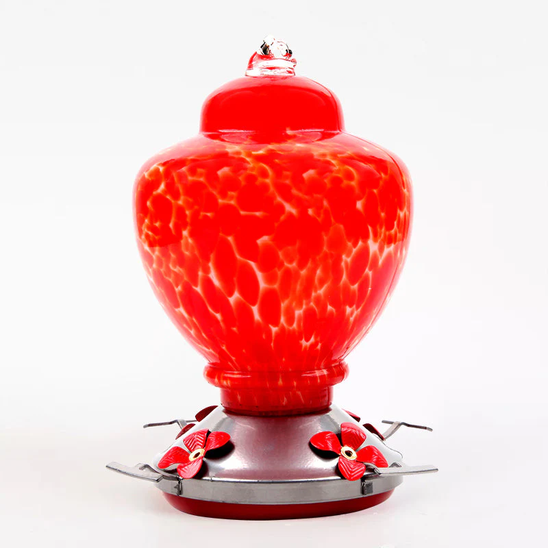 Hand Blown Glass Hummingbird Feeder  - 38 Ounces - Image 3